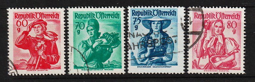 Alle Briefmarken: Österreich Trachten 60g-80g – Gebraucht aus Arlesheim von gaugi43
