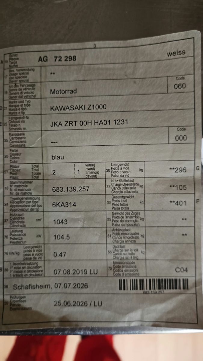 Kawasaki Strasse: Kawasaki Z1000 – Gebraucht aus Burg AG von Rl-2390 6