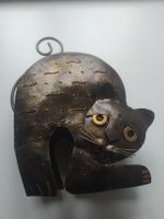 Vintage Metall Katze Windlicht/Teelichthalter 25cm
