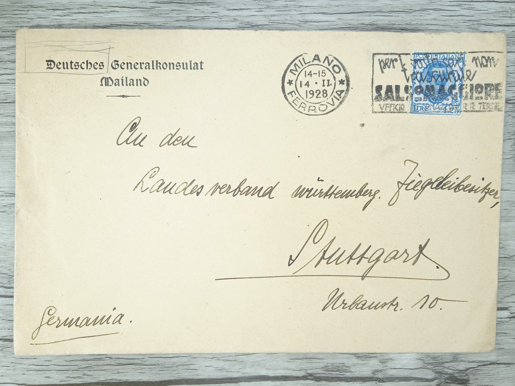 Alle Briefmarken: TR73 Enveloppe + Timbre Italie 1928 – Gebraucht aus Cousset von Patrick_Collections
