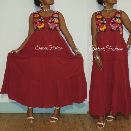 Sommer Boho Handmade 100%Baumwolle Maxikleid  XS-L