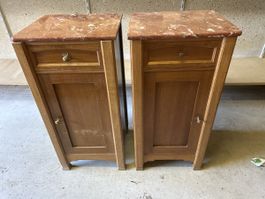 2 Nachttischli mit Marmorplatte, Vintage Look, Top!