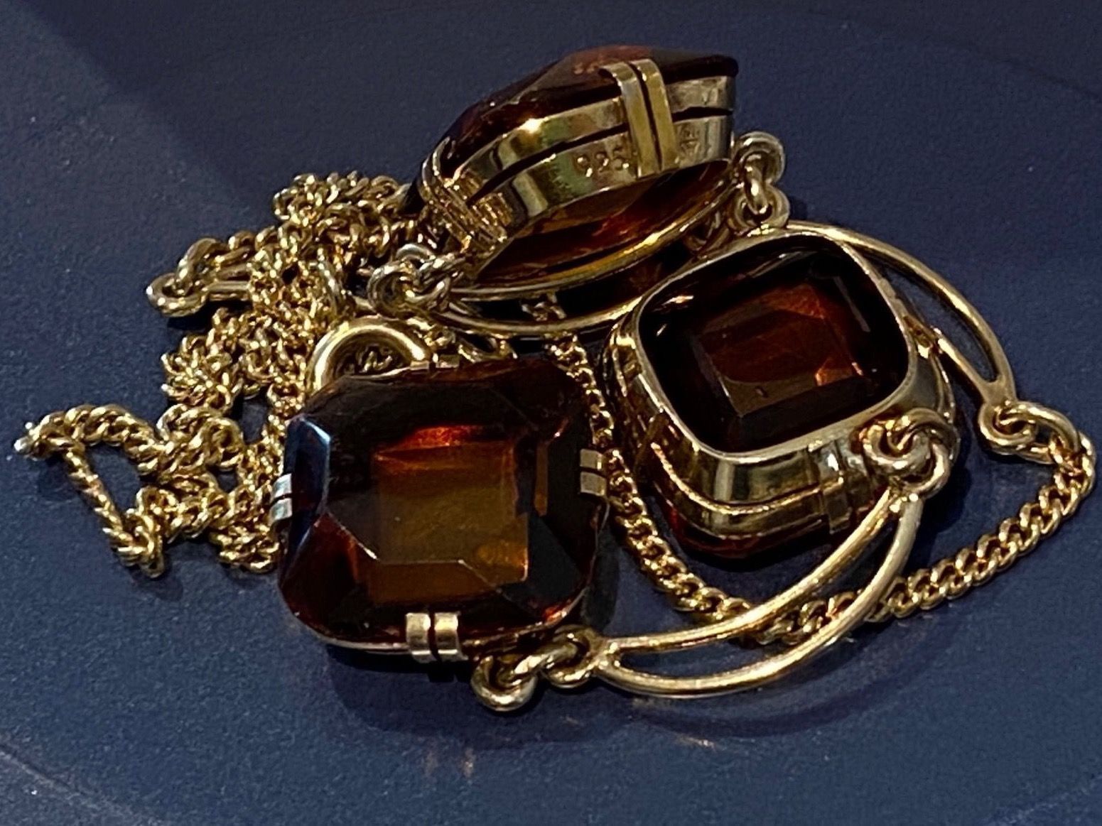 Catenine: Collier Silber 925 mit drei Bernsteinen – Usato da Matten b. Interlaken venduto da kero71 1
