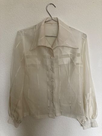 Weiss schimmernde Vintage Bluse