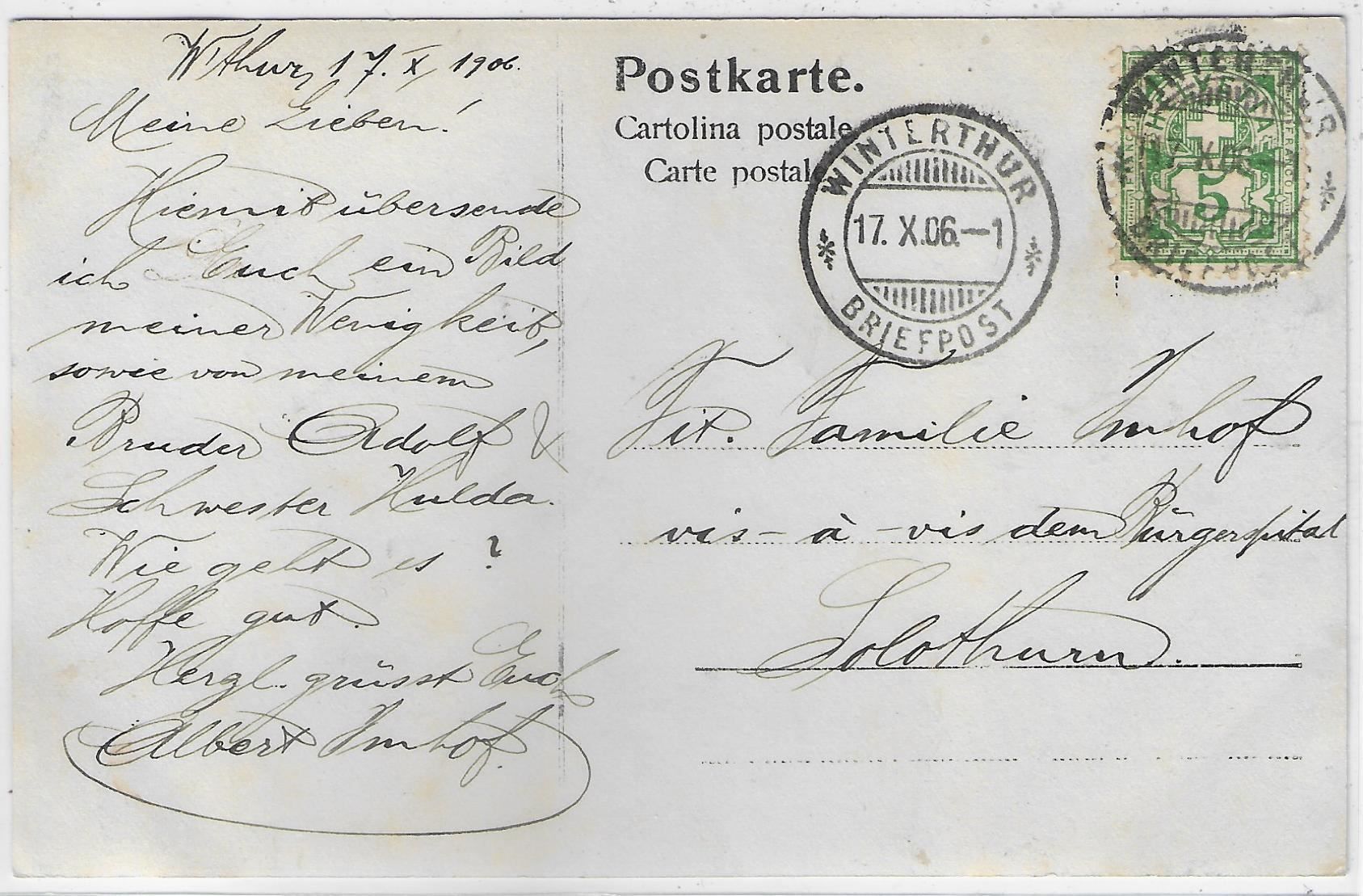 Ansichtskarten: Geschwister Imhof, Adolf, Hulda, Albert – Gebraucht aus Ettingen von Kartenplanet 1
