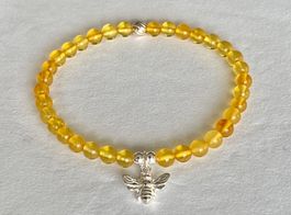 Edelstein Armband Honig Bernstein mit Silber auf Mass