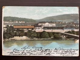 OLTEN Bahnhof, Bahnhofbrücke, Stempel Wirtschaft & Metzgerei