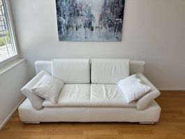 Echt-Ledercouch weiss Schlafsofa 2-Sitzer guter Zustand