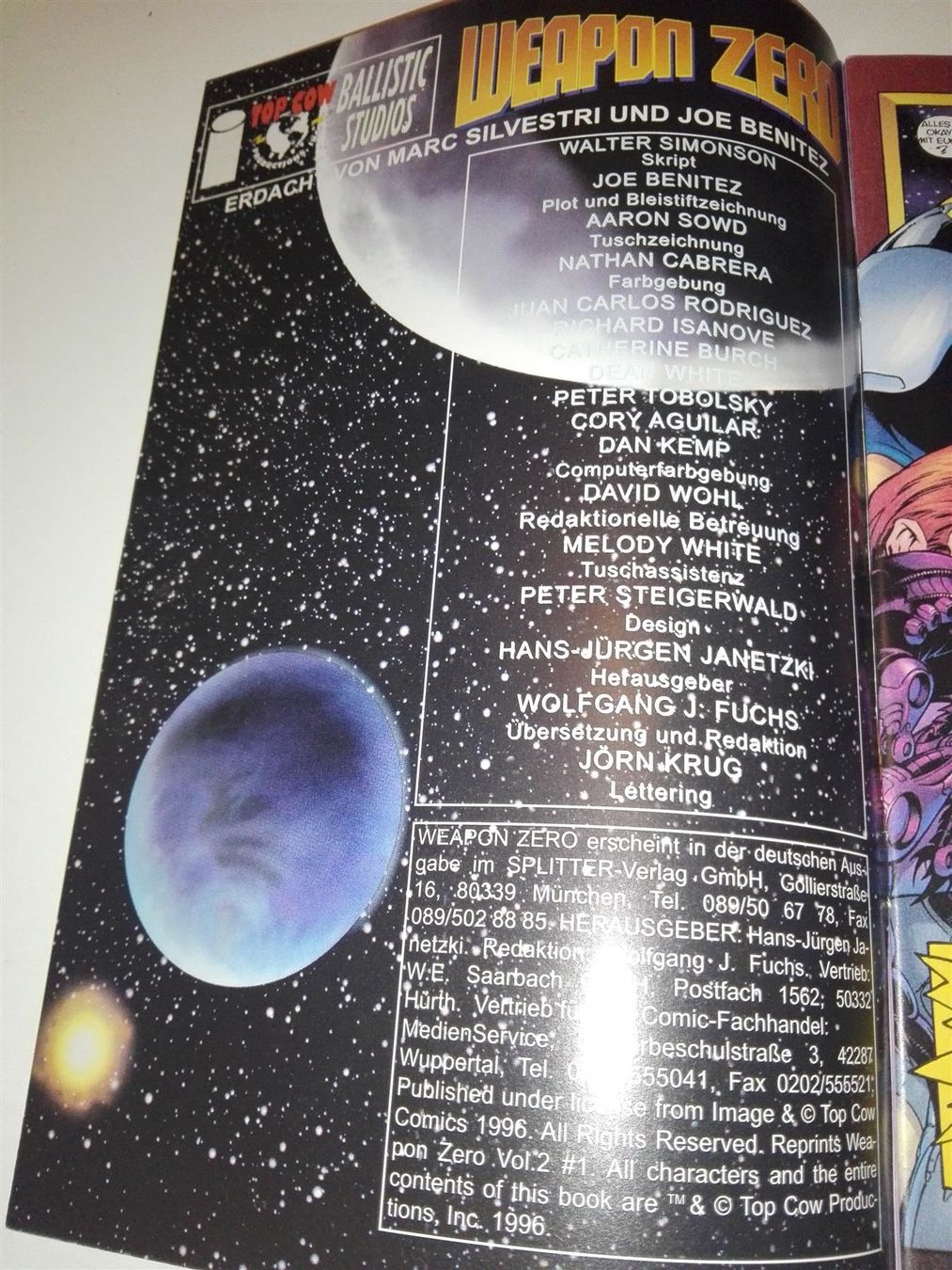 Fumetti: Weapon Zero #1     (Deutsch)                         © '1996 – Usato da St. Gallen venduto da elkapone 1