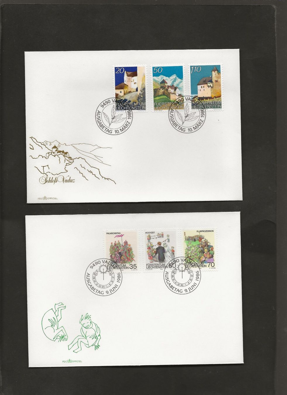 Tutti i francobolli: 32 FDC Liechtenstein 1986 bis 1989 – Usato da Au ZH venduto da xelagreb01 1