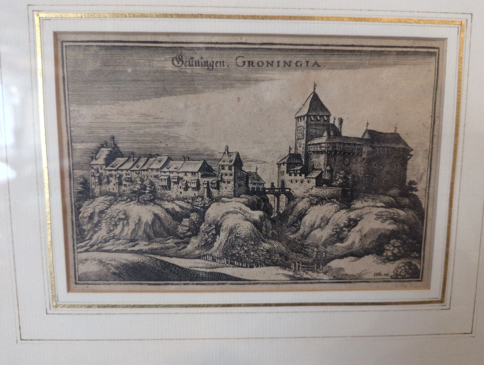 Incisioni: Originale Radierung "Groningen" im Goldrahmen Stich – Usato da Stäfa venduto da MichaelHiu