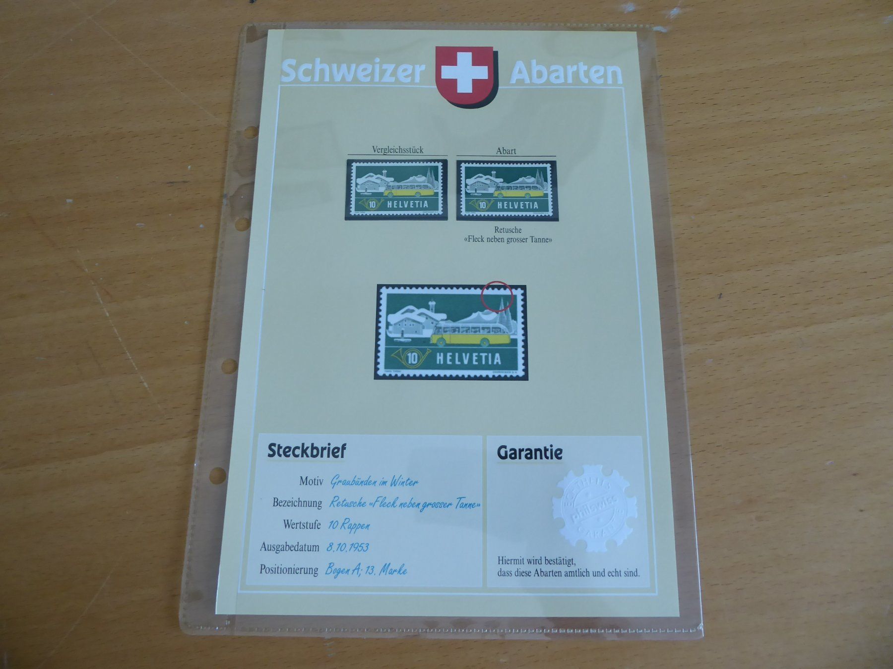 Tutti i francobolli: § SCHWEIZER ABARTEN    Retusche neben Tanne – Usato da Rothrist venduto da swisstools