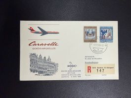 Swissair Erstflugbrief Genf - Brüssel 1965