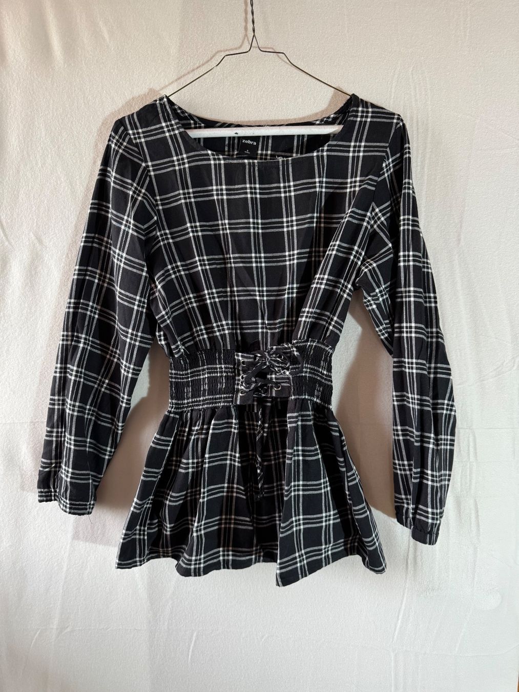 Zebra Camicette: Karierte Bluse mit Schnürung Gr. S – Usato da Grosswangen venduto da SALE_SALE_SALE
