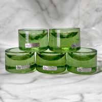 Lot de 5 Coquetiers SARNER GLAS, verre vert fait main Suisse