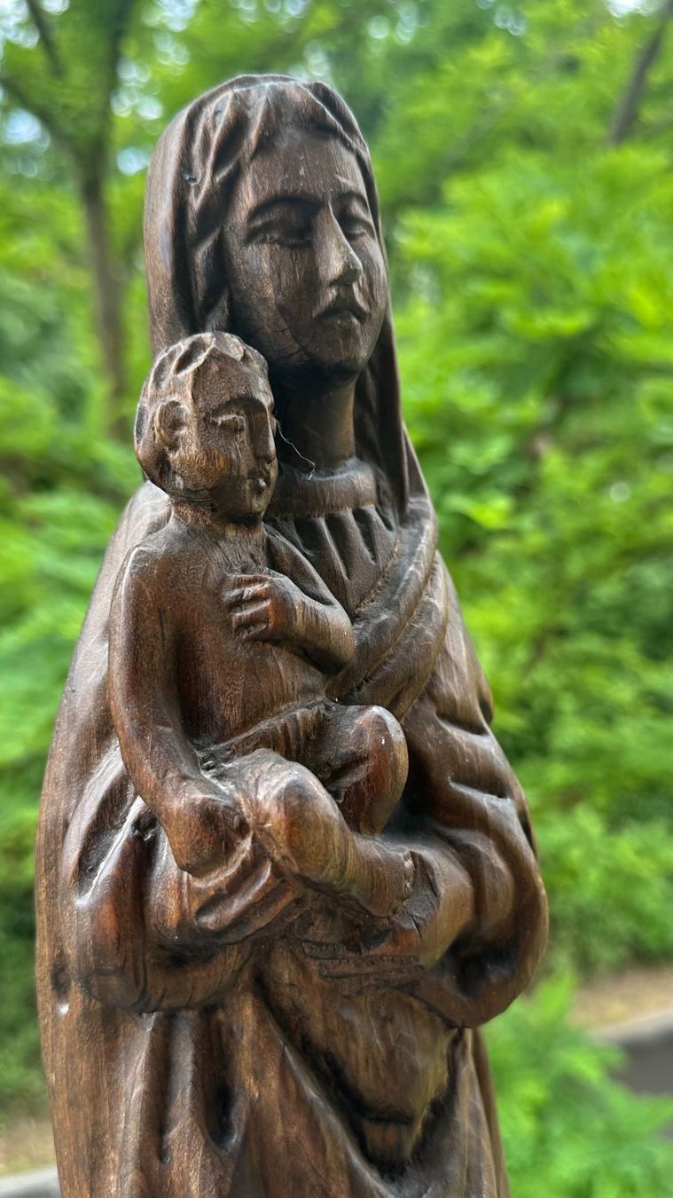 Statuette: Madonna / Maria mit Kind Holzfigur  44 cm – Usato da Zürich venduto da brazerola 2