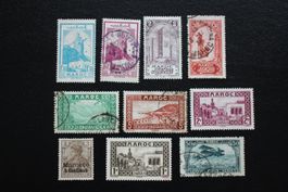 Briefmarken Marokko 10 Stück gebraucht gemischter Zustand