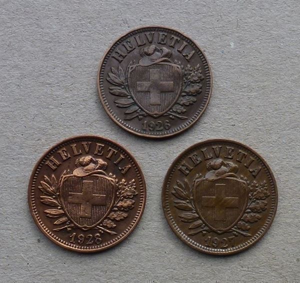 Tutti le monete: ++ 2 Rappen 1926 / 1927 / 1928 – Usato da Walkringen venduto da Casablanca777