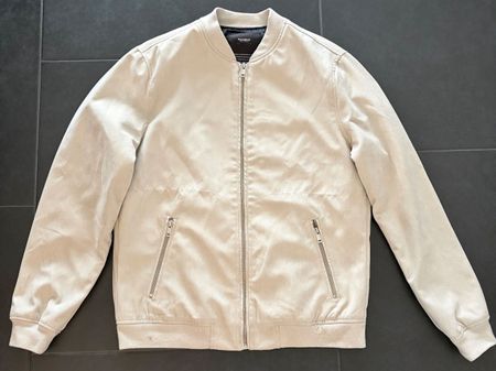 Pull&Bear Bomberjacke beige, Wildleder-Optik, Grösse M