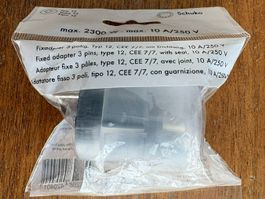 Fixadapter 3-polig Schuko 10A 250V NEU