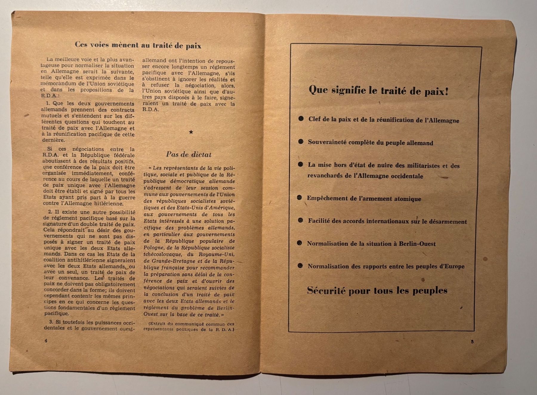 Dokumente: Brochure "Halte à la guerre !" ...traité de paix... – Gebraucht aus Neuchâtel von gefdeneuch 3