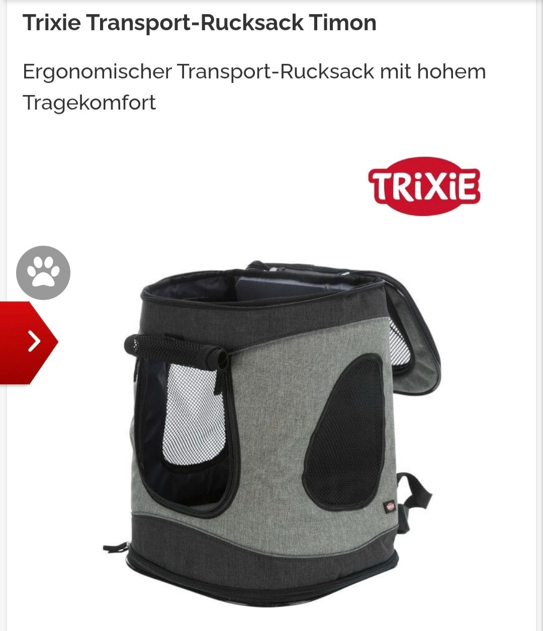 Trixie Zaini: Trixie Transport Rucksack Simon – Usato da Unterentfelden venduto da gretschli 1
