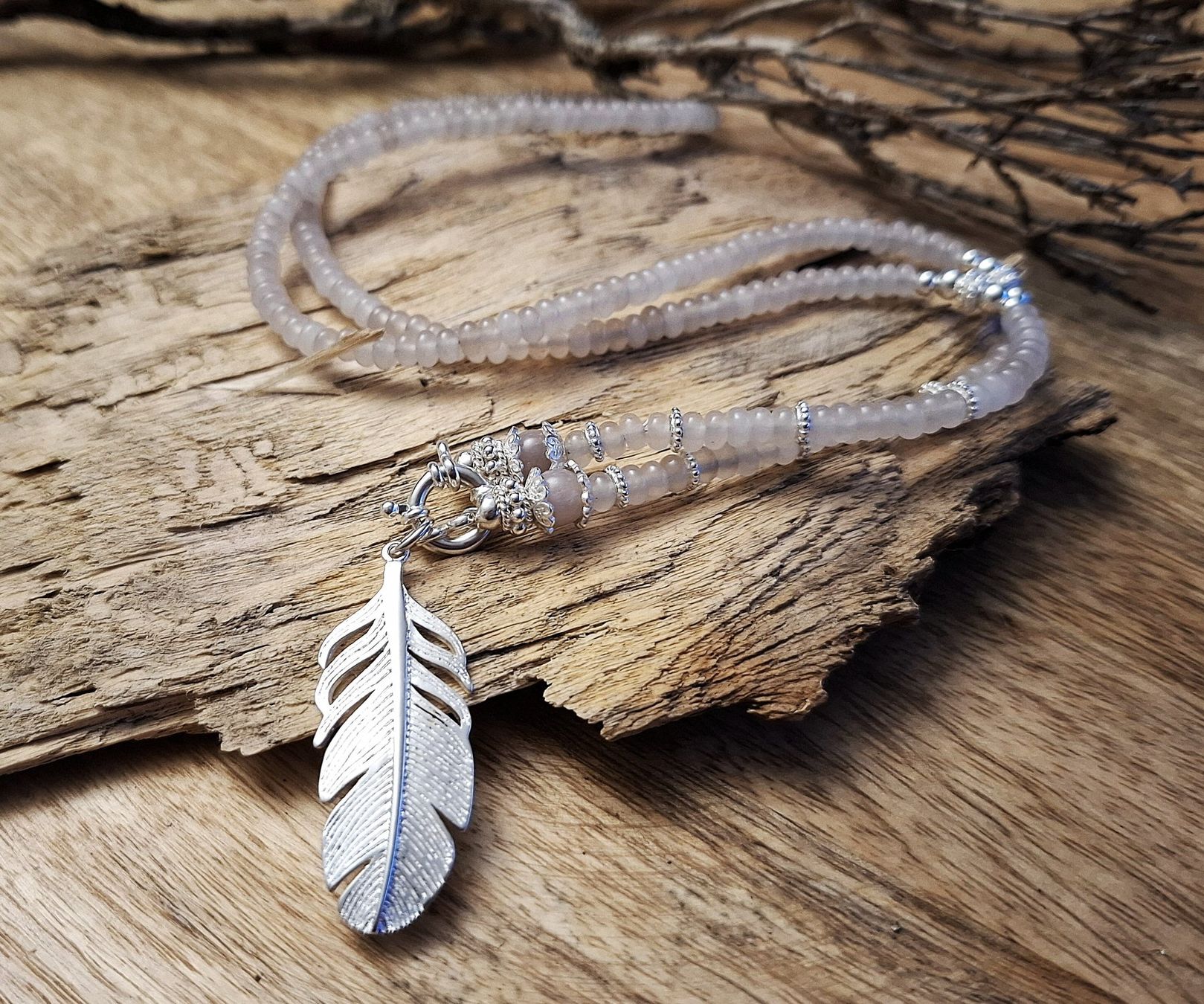 Catenine: KIRA- Jadekette - Sterling Silber - hellrosa – Nuovo e nell'imballaggio originale da Mühlethal venduto da nicita-modeschmuck