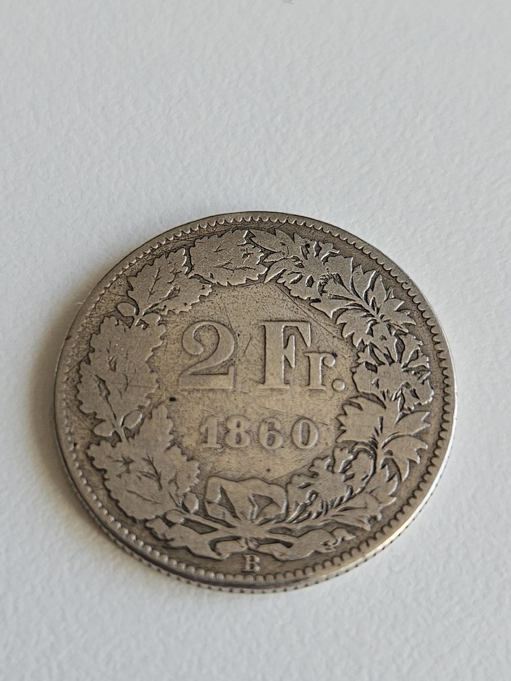 Alle Münzen: 2 Frank 1860 – Gebraucht aus Pfäffikon ZH von Mrt.