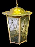Plafonnier en laiton doré et verre texturé ambré Danemark