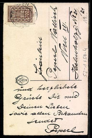 Cartoline postali: Maikäfer landet auf dem Hut eines Frosc – Usato da Berlin venduto da bartko-reher 1