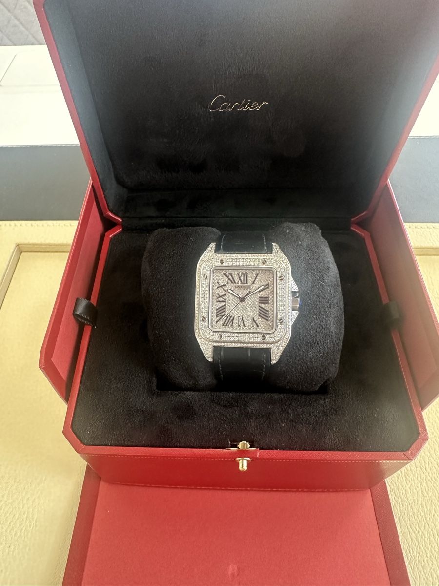 Cartier Orologi: Cartier Santos Iced Out – Usato da Winterthur venduto da senn-ismaili 1