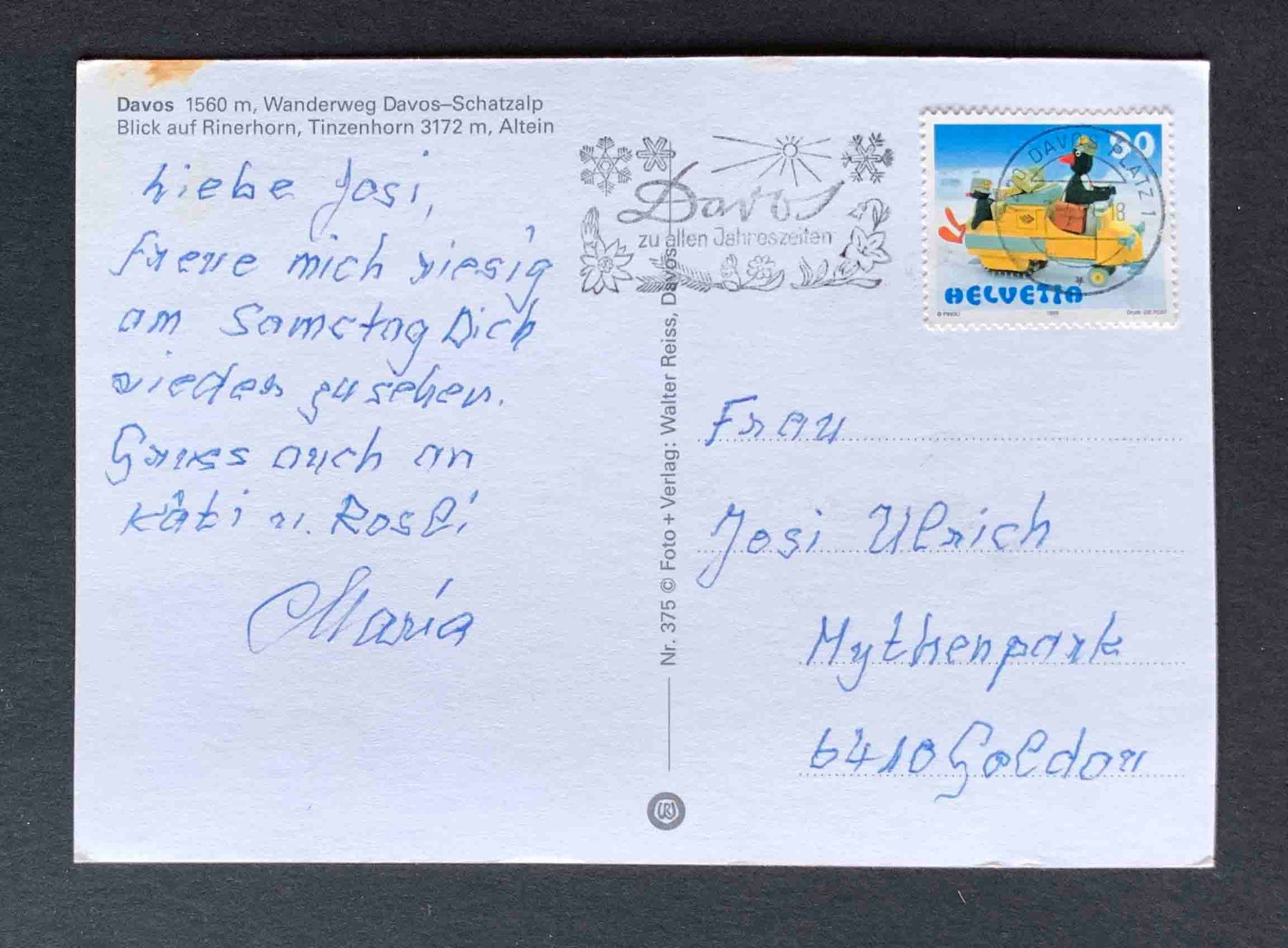 Cartoline postali: AK Davos Wanderweg Schatzalp – Usato da Goldau venduto da artelier1 1