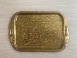 Vassoio rettangolare in ottone vintage, realizzato a mano