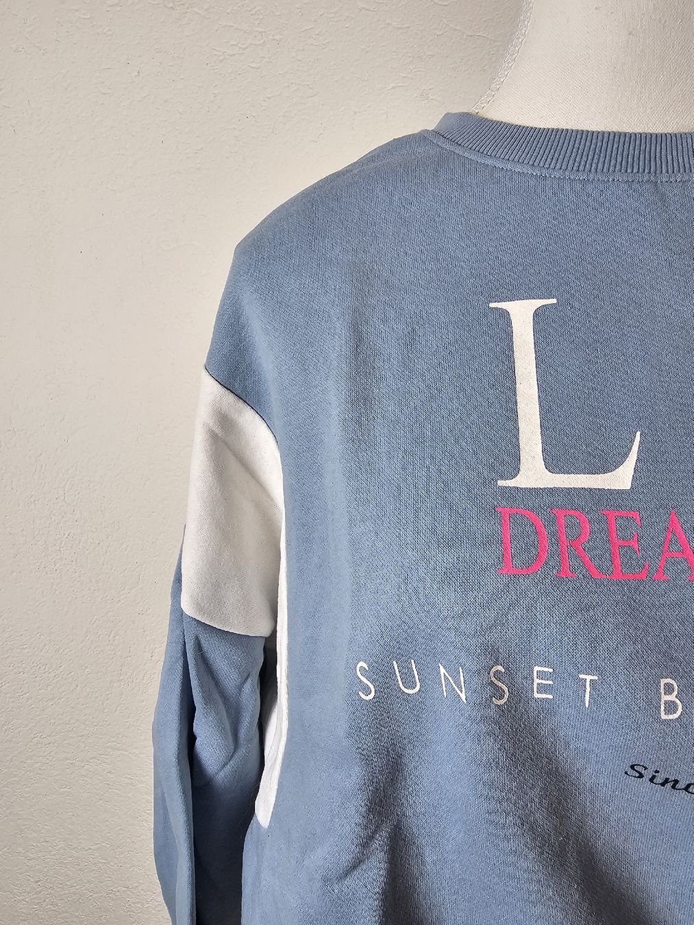Pullover & Sweatshirts: Pull LA Dreaming bleu et blanc, style décontracté – Gebraucht aus Cortébert von Maam_Moon 1