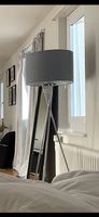 Moderne Stehlampe Chrom mit großem Lampenschirm  ca. 150 cm