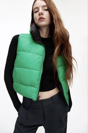 Gilet Zara réversible vert/noir - Neuf