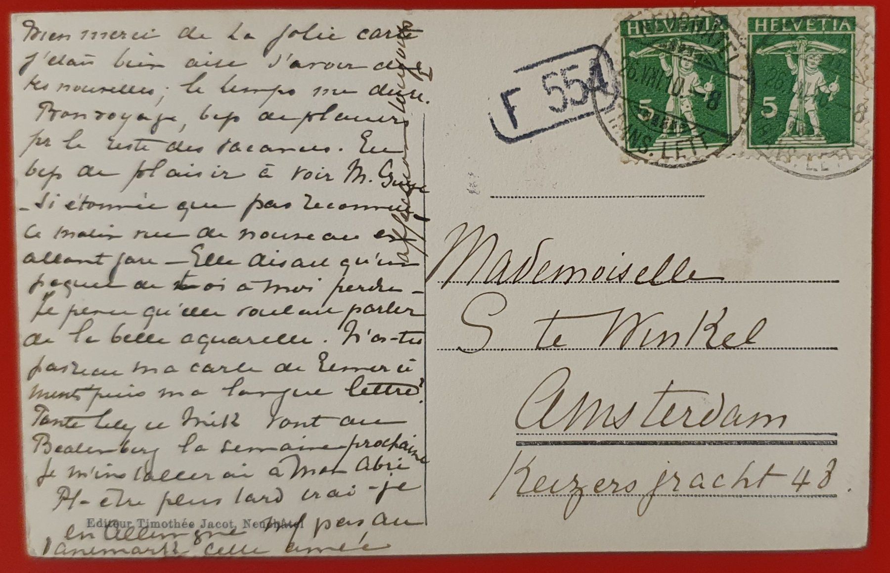 Cartoline postali: Neuchatel 1910 - Sur la Broye – Usato da Kreuzlingen venduto da Rschweiz1 1