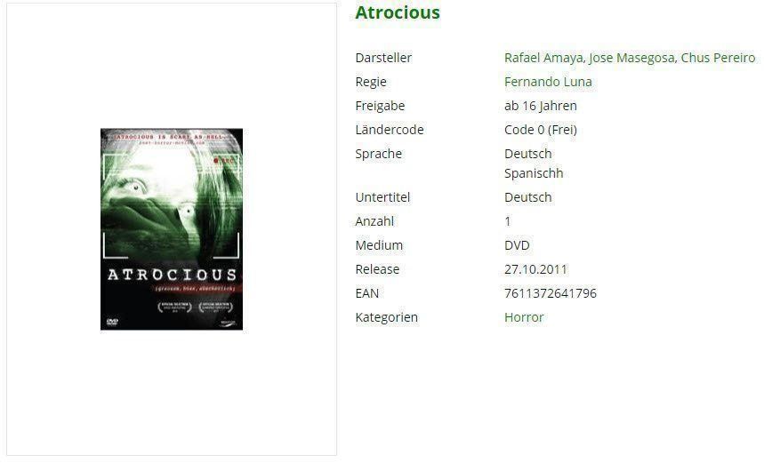 Alle DVDs: Atrocious - DVD – Gebraucht aus Buchrain von Sssschaller