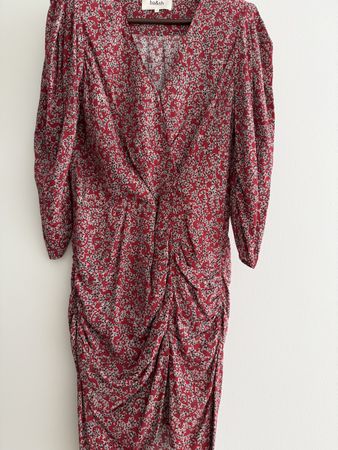 Ba&sh Paris Dress - Floral Red Size 2 - Perfect for Autumn