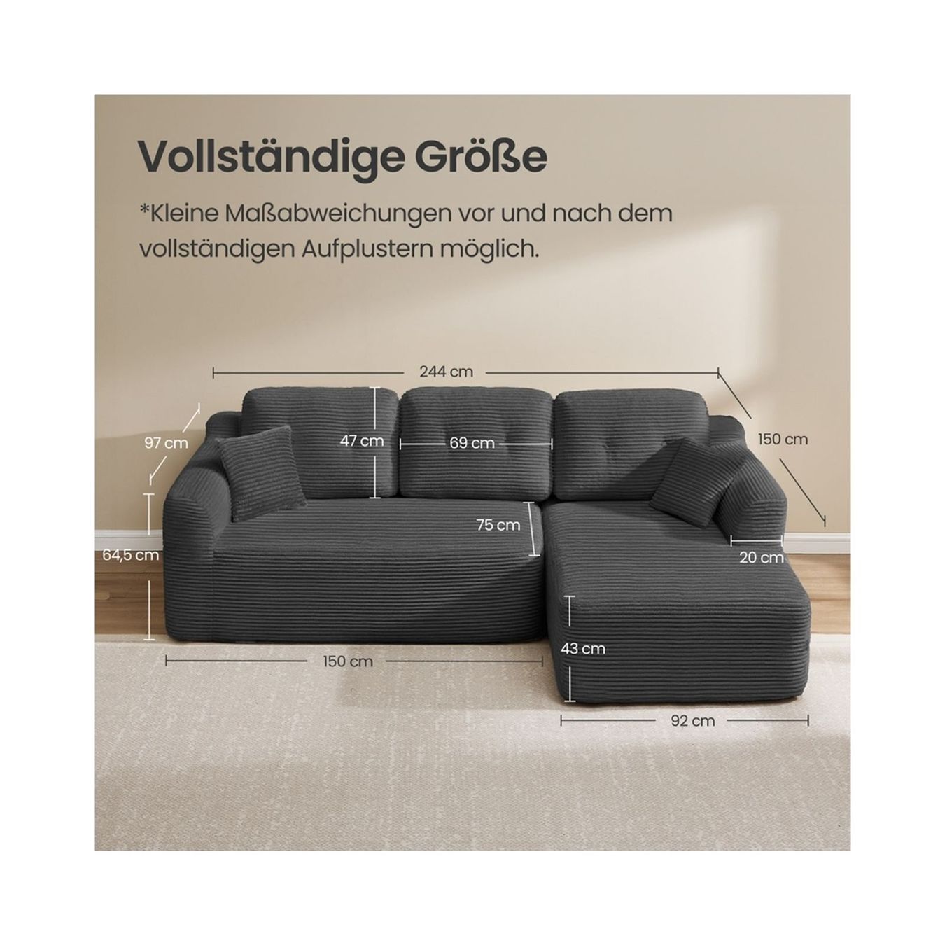 Divani: Modulares Ecksofa mit Chaiselongue NOVA – Nuovo e nell'imballaggio originale da Lachen SZ venduto da MAMORU-MOEBEL 6