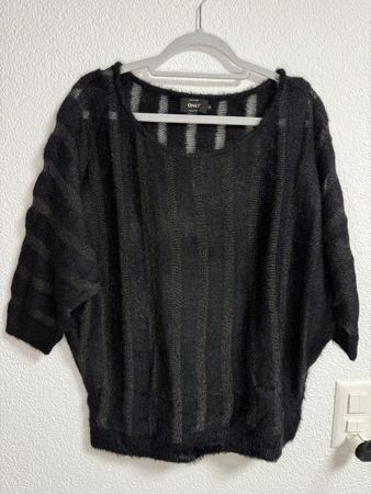 ONLY Damen Pullover schwarz transparent, Gr. M