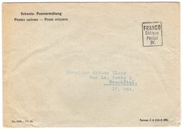 seltenes FRANCO Couvert der Schweiz. Postverwaltung