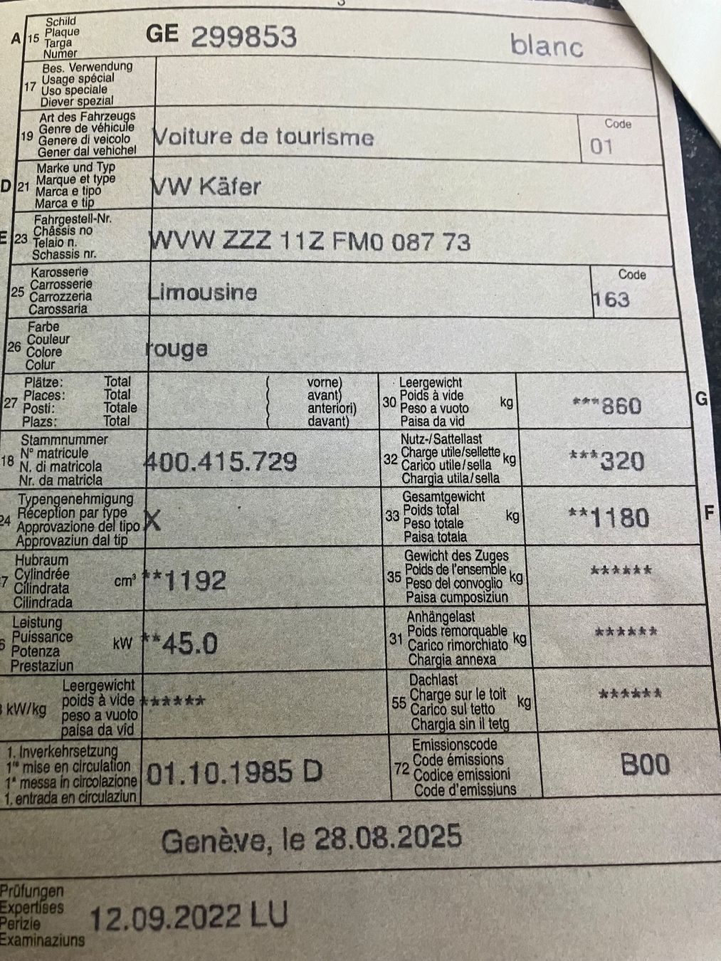 VW Automobili: VW Käfer 1200 - 1985 – Usato da Genève venduto da mar_7ldy 9