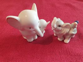 Süsses Set aus 2 Vintage Elefanten-Figuren für Sammler