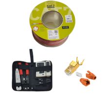 100m Cat7 Netzwerkkabel + 50x RJ45 Stecker + Werkzeugset