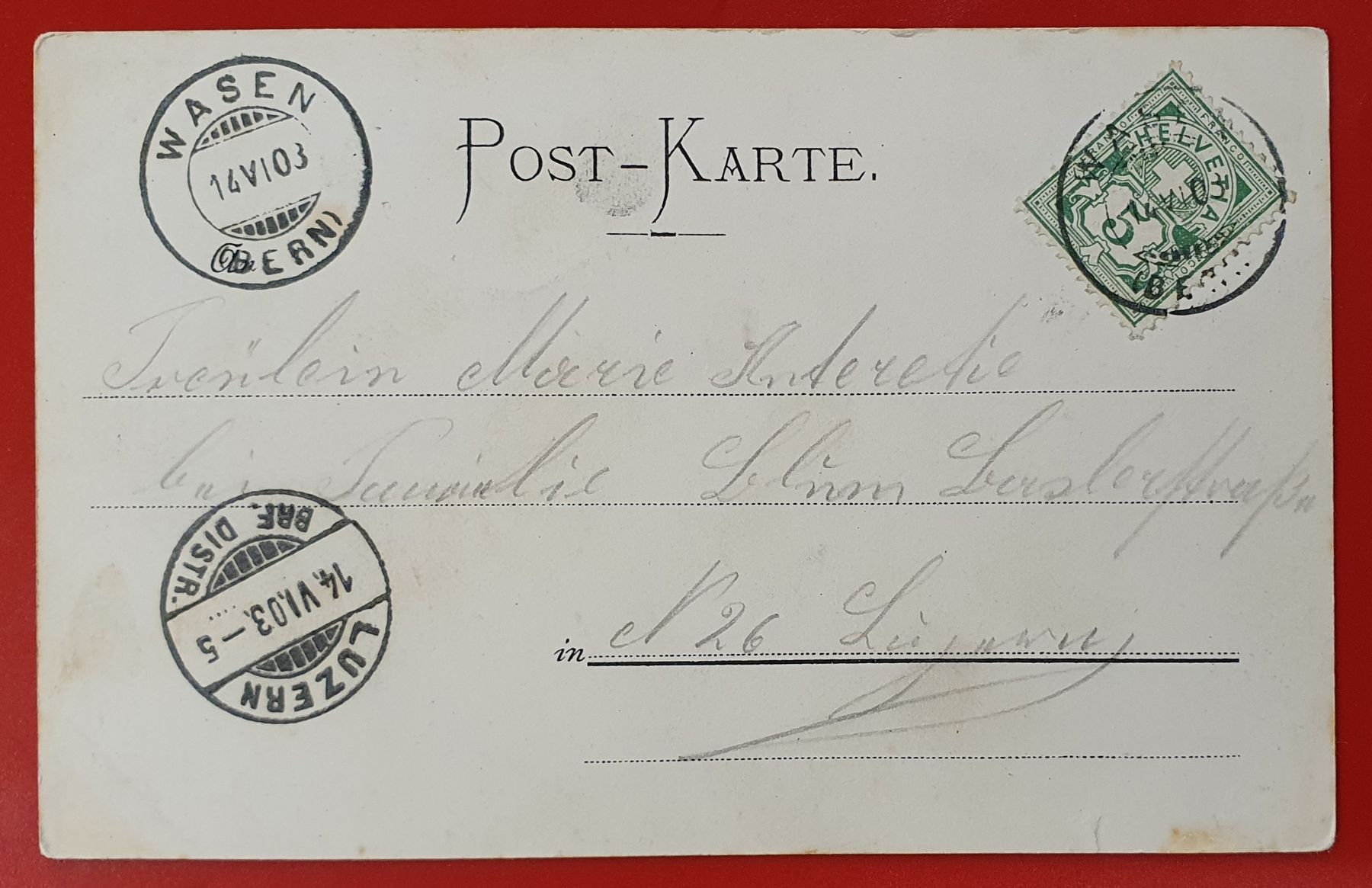 Ansichtskarten: Gruss aus Wasen 1903 – Gebraucht aus Kreuzlingen von Rschweiz1 1