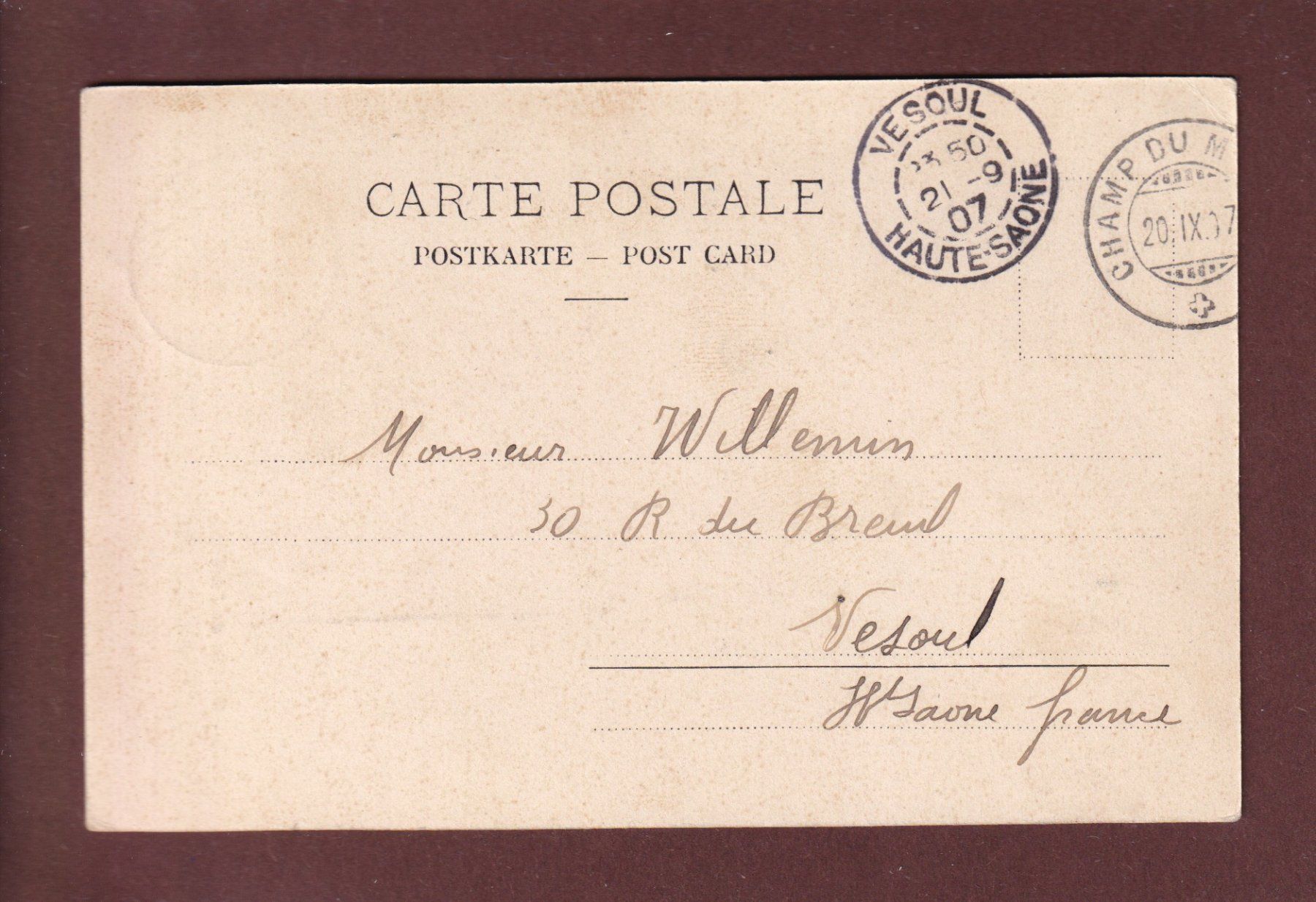 Cartoline postali: GORGES DE L'AREUSE - 1907 – Usato da Pully venduto da nicecards 1