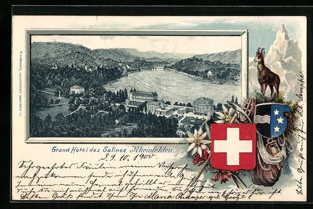 Cartoline postali: Passepartout-Lithographie Rheinfelden, G – Usato da Berlin venduto da bartko-reher