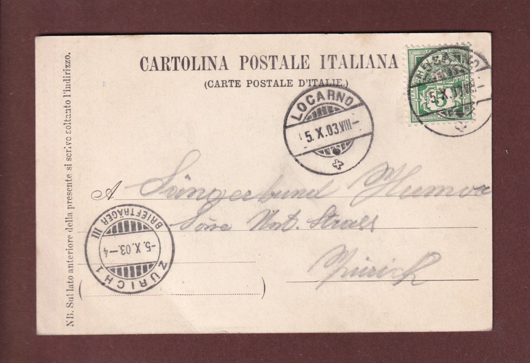 Cartoline postali: LAGO MAGGIORE - 1903 – Usato da Pully venduto da nicecards 1