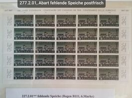 Nr. 277.2.01, fehlende Speiche, im Bogen postfrisch